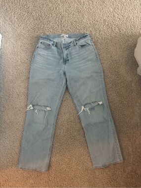 Abercrombie & Fitch Light Blue Distressed “the baggy” curve love
